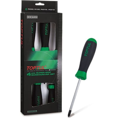 Kruiskopschroevendraaierset TOPTUL 4 Stk(PH0x60,PH1x80,PH2x100,PH3x150)