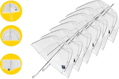 6 stuks Paraplu transparant plastic paraplu's 75 cm - doorzichtige paraplu - trouwparaplu - bruidsparaplu - stijlvol - bruiloft - trouwen - fashionable - trouwparaplu