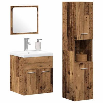 vidaXL - Badkamermeubel - Set - 4 - st - Oud - Hout - Bewerkt - hout