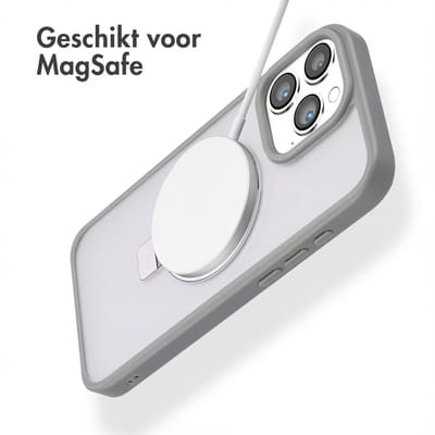 Accezz Hoesje - Geschikt voor Apple iPhone 16 Pro Max - Ring Stand Backcover geschikt voor MagSafe - Grijs