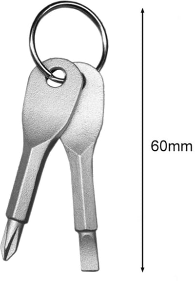 Schroevendraaier sleutelhanger - Platkop & kruiskop - RVS - Mini tool - Gereedschap - Jonyx