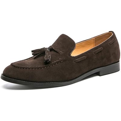 Lente Luxe Heren Kwastjes Schoenen Loafers Herenschoenen Casual Suède Slip On Ademend Comfortabel Mocassins Schoenen Nubuck Schoenen 47 brown