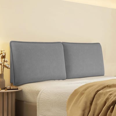 Gestoffeerd Hoofdbord Kussen - Wandkussen Rugsteun - Ontspannen in Bed - Eenvoudige Installatie - 155 cm - Grijs