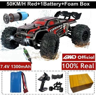 Nieuwe hoge snelheid off-road racen 4WD RC auto 50 km/u of 80 km/u Super borstelloze hoge snelheid radio 4x4 off-road super snelle drift race RC vrachtwagen voertuig 50KM/H rood