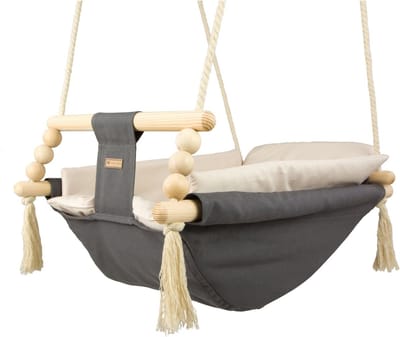 Babyschommel - voor binnen - antraciet beige - tot 20 kg