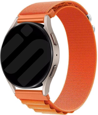 Strap-it Smartwatch bandje 20mm - Alpine nylon bandje geschikt voor Samsung Galaxy Watch Active (2) / Watch 3 - 41mm / Watch 1 - 42mm - Polar Ignite / Unite - Amazfit Bip / GTS - Withings ScanWatch 2 - 42mm / Nova / Steel HR Sport - oranje
