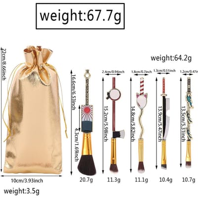 5 stuks Japanse Anime Make-up Kwast Set Cosmetische Anime Cosplay Cadeau Make-up Kwast Set voor Vrouwen