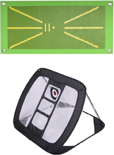 Golf Swing Practice Mat Met Oefenballen en Golf Net - Chipping Net- Divot mat - Golf mat - Impact chipping mat - Golf accessoire voor Indoor & outdoor Training - Golf swing trainer - Golf Trainingsmateriaal-Golf Spullen