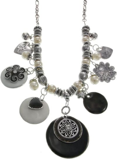 Behave ketting - Bloem- en hartvormige hangers - Mode accessoires - Nikkelvrij - 46 cm