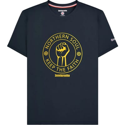 Lambretta Heren Northern Soul T-Shirt (Marine/Goud)