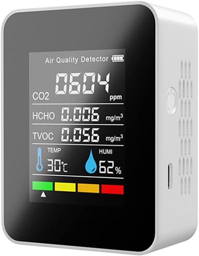 CO2 Meter - Luchtkwaliteit Tester - Binnenklimaat Meten - Geen Kalibratie Nodig - Digitaal Display - Wit