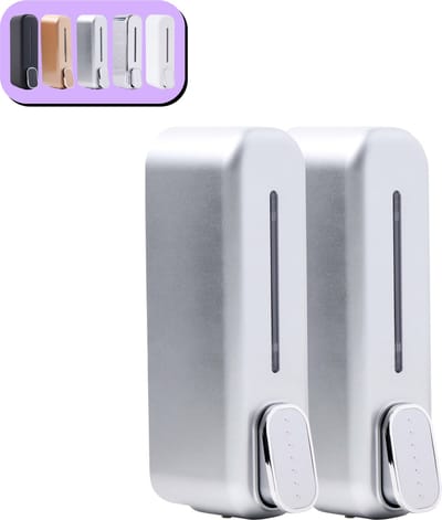 K&G® Shampoo Dispenser - Zeepdispenser - Soap Dispenser - 350 ml - Wandmontage - Grijs - 2 Reservoirs