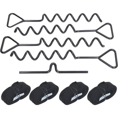 Ancres de Sol Piquets en Acier Multifonctionnels Kit d'Ancrage pour Trampoline Abri Balançoire Tente Noir noir