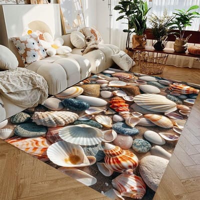 Zeester Strand Schelp Zeester Zand Tapijt Vloerkleed voor Woonkamer Slaapkamer Huis Sofa Decoratie, Kinderen Spelen Antislip Vloermat 40x60cm