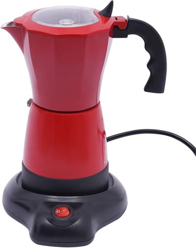 Elektrisch Koffiezetapparaat - Espressomaker Percolator - Snel Koffie Zetten - 360 Graden Draaibare Basis - 10x20 cm - Rood
