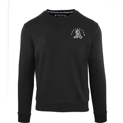 Aquascutum Heren Logo Katoenen Ronde Hals Sweatshirt (Zwart)