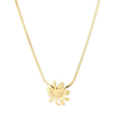 Minimalistische ketting bloem - Michelle bijoux - Stainless steel - Nikkel vrij - Gouden ketting - Dames ketting - 40 + 5 cm - Kerst sieraden - Kerst cadeau - Moederdag - Valentijn - Cadeau voor dames