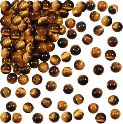 100 stuks 8 mm Natuurlijke Edelstenen Kralen Tijgeroog Ronde Losse Kralen met Gat voor Sieraden Knutselen doe-het-zelf Armbanden Halskettingen