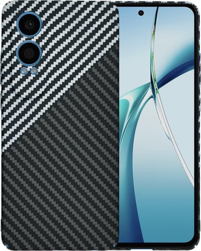 Hoesje geschikt voor OnePlus Nord CE 4 Lite - Techsuit Carbonite FiberShell Carbon Back Cover - Wit/Zwart