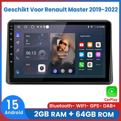 Awesafe Geschikt Voor Renault Master 2019 t/m 2022 - 2GB + 64GB 4Core - 10.1 inch Android 15.0 CarPlay Autoradio - Draadloos CarPlay & Android Auto - Bluetooth & WiFi - GPS Navigatie - 2019 2020 2021 2022