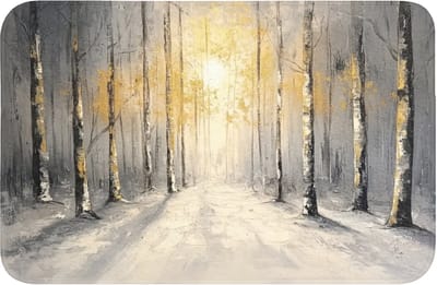 Badmat 60x40 cm - Antislip - Winter - Abstract - Sneeuw - Natuur - Zon - Badmatten voor badkamer - Badkamermat - Douchemat - Badkamer mat