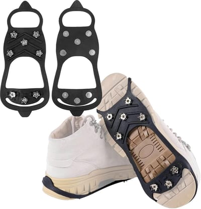 Snowsteps - Stijgijzers - Sneeuwklauw schoenhoezen Met 8 Tanden per IJzer – Wintergrip – Voorkom uitglijden - Voor schoenen en laarzen - Wintersporten en skiën - Maat M Schoenmaat 35 t/m 39