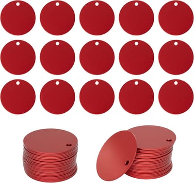 Ronde Aluminium Gravure Labels 4cm - 25 Stuks Stempel Schijfjes (Rood)