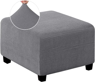 Voetenbankhoezen - Poef Cover - Bescherming en Decoratie - Elastische Pasvorm - Maat S - Lichtgrijs