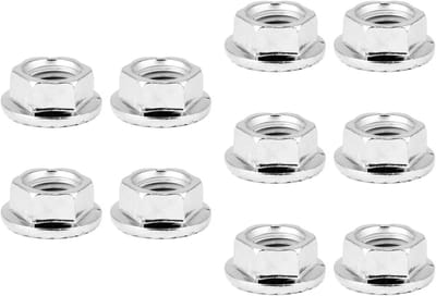 M10 x 125 Moeren van RVS voor Flens en Serrated, 10mm Draad Moeren, 10 Stuks Hex Moeren voor Uitlaat en Bevestiging