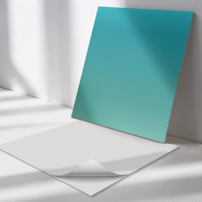 Wallfluent Vinyl Tegels - Stijlvolle Gradiënt met Patroon Vinyl Vloer Tegels - 30 cm x 30 cm - Turkoois PVC Tegels - 9 stuks - Vierkant PVC Tegels - Patroon Plaktegels - Zelfklevende Vinyltegels - Plaktegels Keuken en Badkamer
