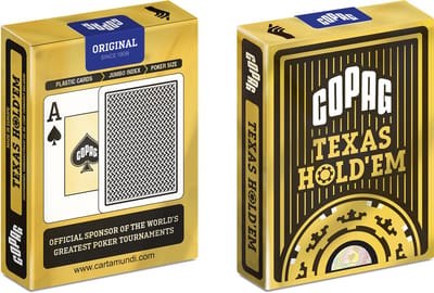 Speelgoed | Kaartspel - Texas Holdem Gold - Jumbo Face - 2 Index - Zwart - Tradi