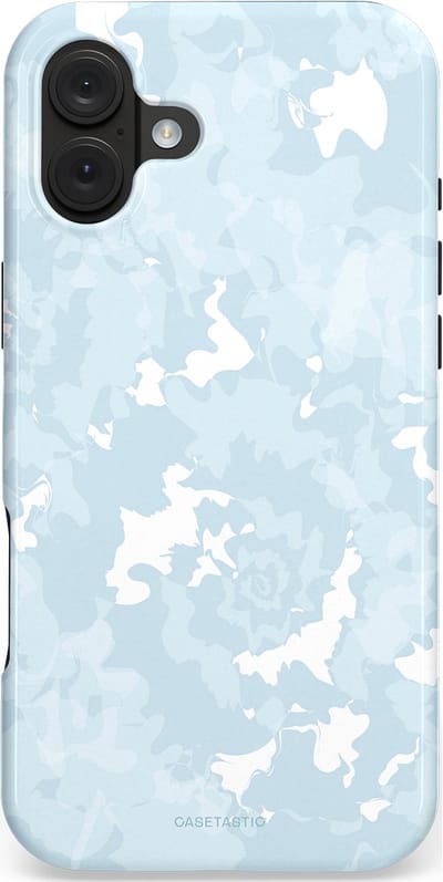 Casetastic hoesje geschikt voor Apple iPhone 16 Plus - MagSafe - Dubbellaagse bescherming - Blauwe wervels - Fashion Case - Wit Lichtgrijs
