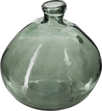 Atmosphera bloemenvaas Genua - Organische bol fles vorm - groen transparant - glas - 33 x 32 cm