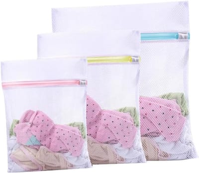 Witte Waszakken - Kledingbescherming Set - Kleding Beschermen - Grof Net Materiaal - 3 Stuks Medium - Wit