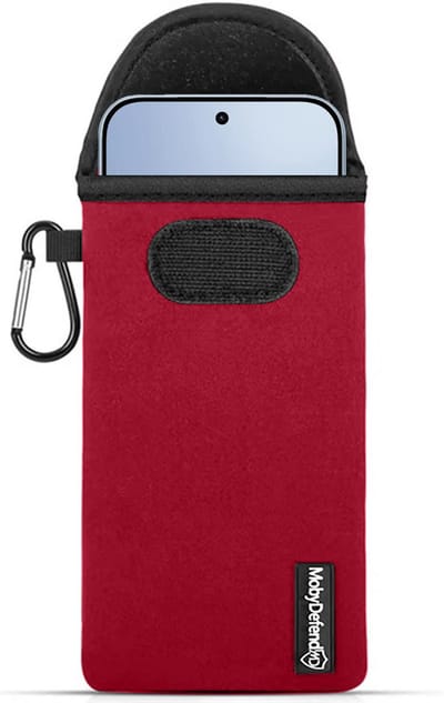 MobyDefend Hoesje - Geschikt voor Xiaomi 17T - Neopreen Pouch Met Karabijnhaak - Insteek - Riemlus - Rood