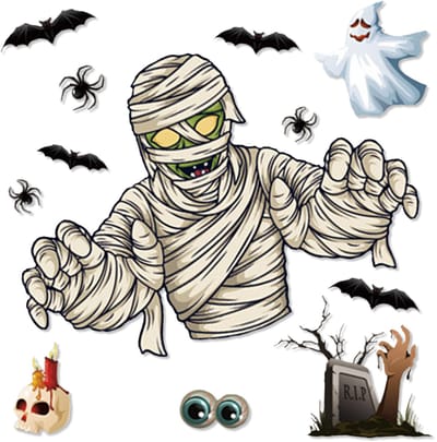 BTH - Raamstickers - Halloween - Mummie - Stickers - Stickervellen - Halloween Decoratie - Stickervel - Raamdecoratie
