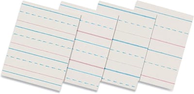 Gebroken Midline Papier - Schrijfpapier Leren - Oefenen Schrijven - Rode Basislijn Blauwe Middellijn - 10.5 x 8 Inch