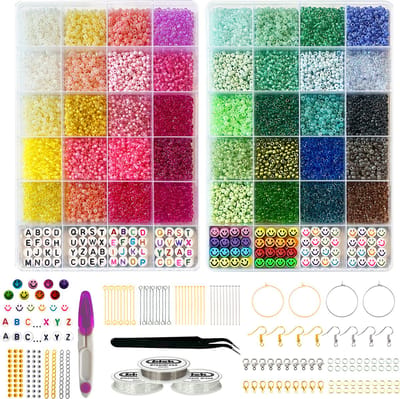Pastel Kralenset BIEK20® - Glaskralen - Rocailles kralen - Armbandjes maken met kraaltjes - Polymeer Kralen Set - Kralendoos - Letterkralen - Kralenketting - Incl. Giftbox