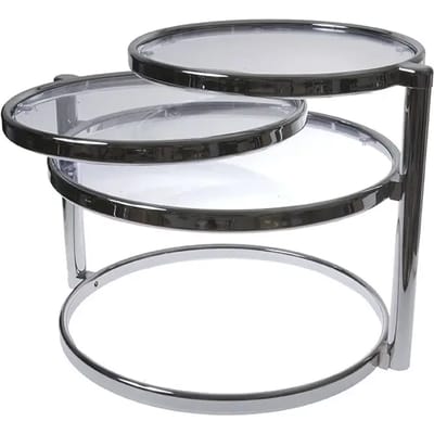 Leitmotiv Tafel Swivel Double - Glas met Staal, Chroom - 48x58x50cm - Scandinavisch