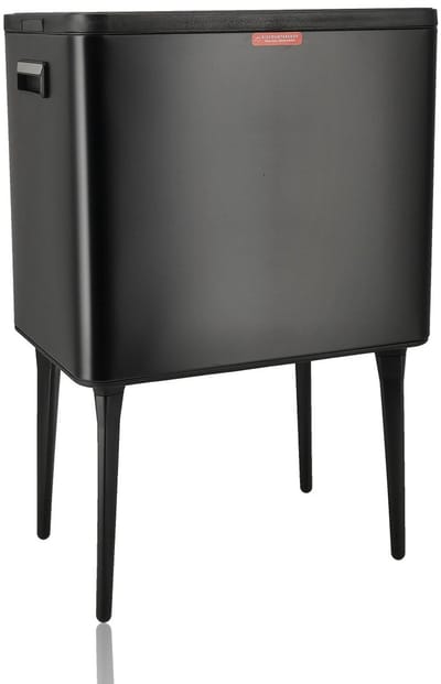 Prullenbak 35 Liter met Push Deksel – Afvalbak op Poten – Zwarte Vuilnisbak Keuken – Modern Design – Verhoogde Prullenbak