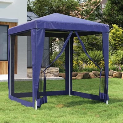 Partytent - Tuinpaviljoen - Feestelijke Bijeenkomsten - Met 4 Mesh Zijwanden - 2 x 2 m - Blauw