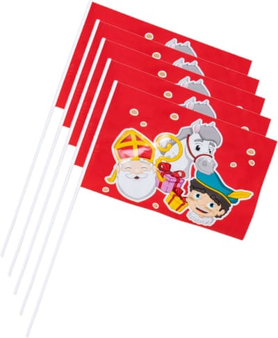 Pakket van 30x stuks Sinterklaas zwaaivlaggetjes Sint en Piet 40 cm