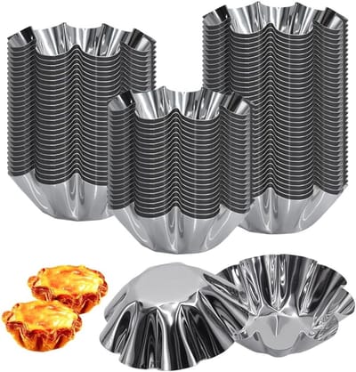 Mini Tartlet Mallen Set van 30 Stuks, Roestvrijstalen Herbruikbare Bakvormen voor Pudding, Taart en Muffins