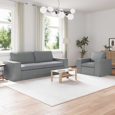 vidaXL Bankstel 2 pcs Lichtgrijs 222 x 80 x 82 cm Stof