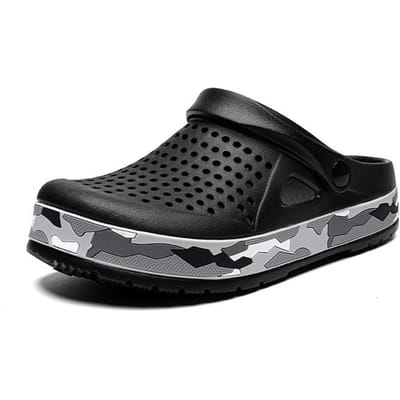 Pantoufles d'été creuses pour hommes Sandales d'extérieur pour piscine Chaussures de jardin de plage Chaussures à séchage rapide pour hommes Sandales romaines d'été légères pour hommes 42 noir
