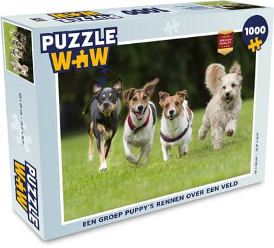 Puzzel Een groep puppy's rennen over een veld - Legpuzzel - Puzzel 1000 stukjes volwassenen