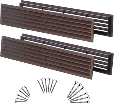 Ventilatierooster Deuren - Luchtstroom Rooster - Vocht Beperken - Dubbelzijdig Montagesysteem - 450 x 92 mm - Bruin