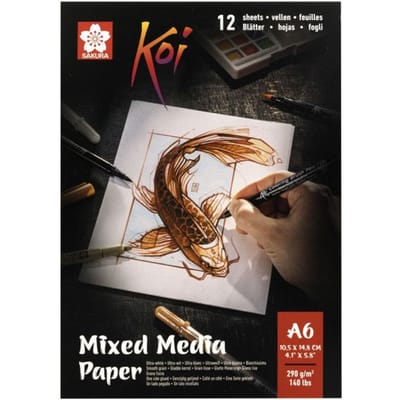 Koi Mixed media papier | 10,5 x 14,8 cm (A6), 290 g, 12 vellen