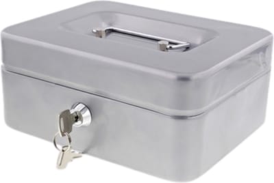 Geldkistje Met Sleutel Grijs – Metalen Geldkluisje – Geldkist –Kassa lade – Geldlade Money Box – Spaarpot Volwassenen – Kluisjes Jongen Meisje Kinderen – Kleine Kluis Geldkistjes – Klein Kluisje Kopen – Slotje – Sleutelslot – Kluisslot Sleutelkluisje
