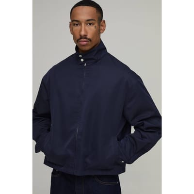 Ruimvallend Reversibel Geruit Twill Harrington Jack | Navy | Size XS